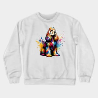 Cocker Spaniel Captured in Colorful Splash Art Crewneck Sweatshirt